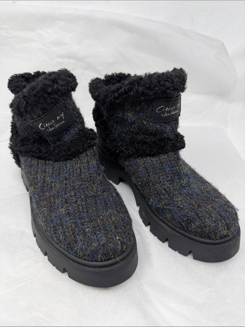 Circus by Sam Edelman Multi-Tone Wool-Blend Shearling Ankle Booties Size 8.5